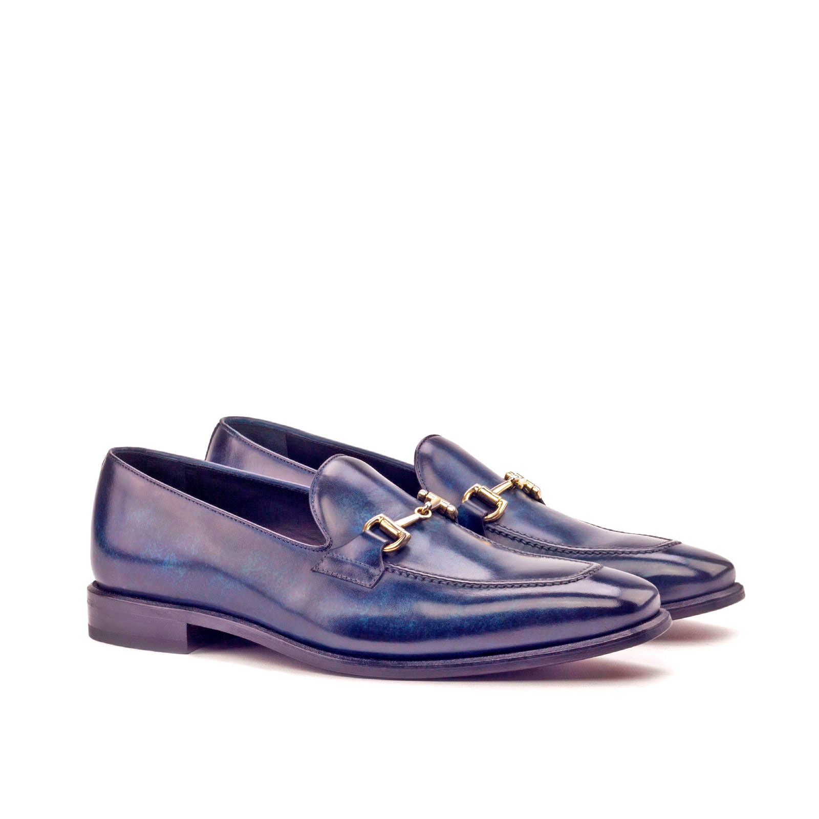 Rufana - Red bottom sole classic Loafers in blue patina