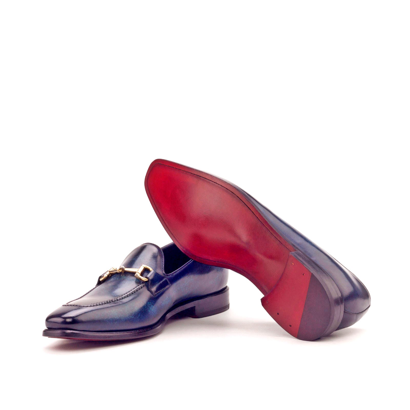 Rufana - Red bottom sole classic Loafers in blue patina