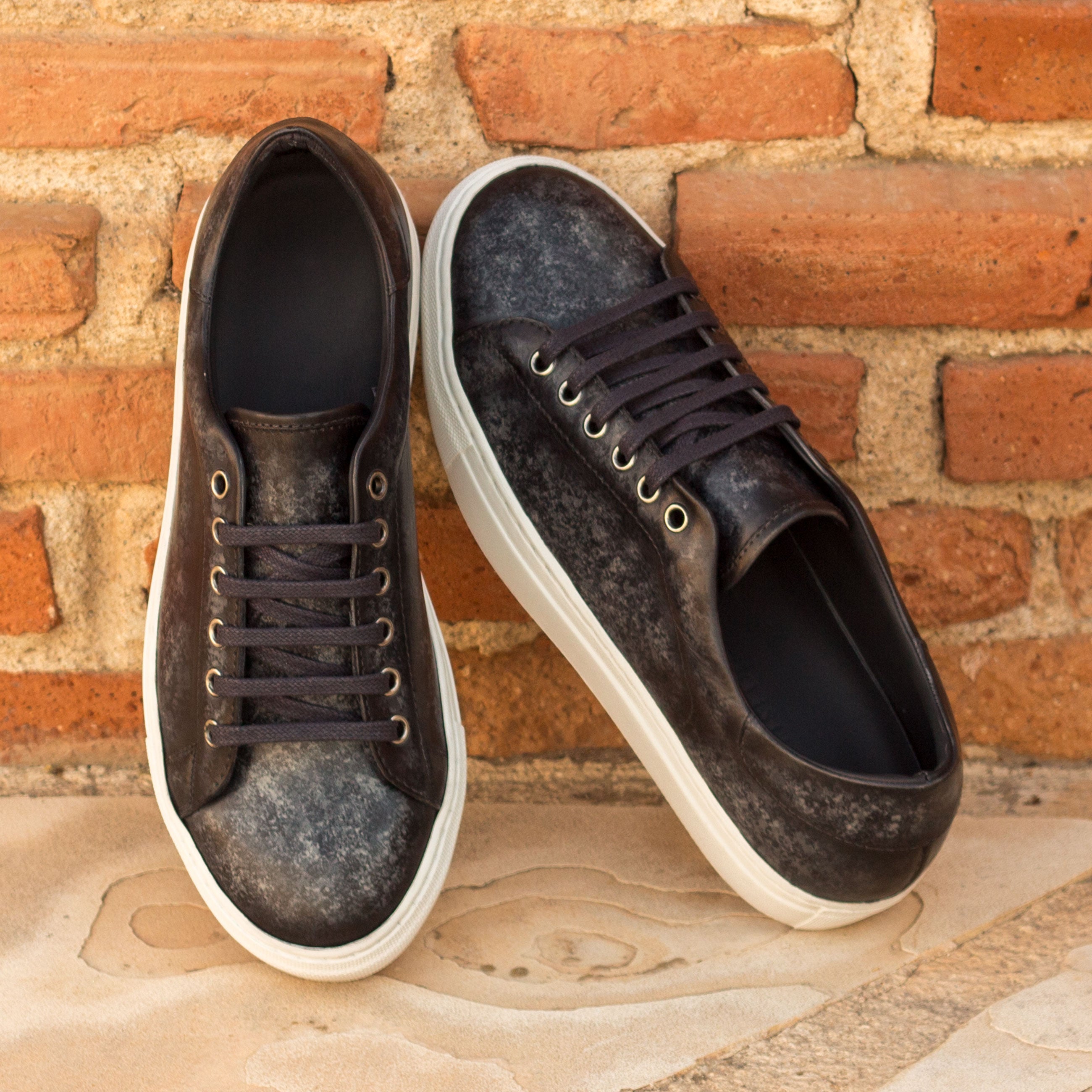 Dimaro -  Grey Men's Hand-Painted Italian Dress Sneakers