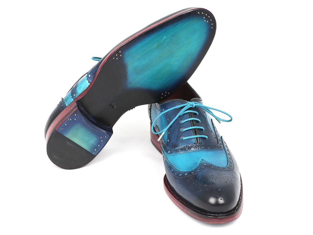 Gestore - Two Tone Wingtip blue bottom Oxfords Blue & Turquoise