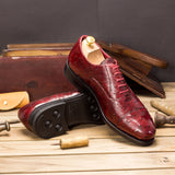 kolan - Ostrich skin leather oxford dress shoes for men