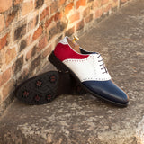 Solarique - 3 tone saddle oxford leather golf shoes