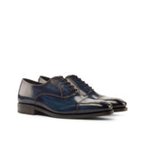 Brianza O - Men's Navy blue patina leather oxford dress shoes