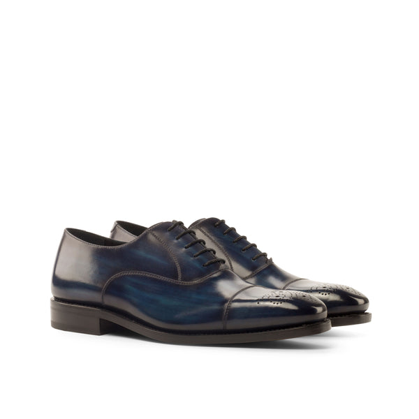 Brianza O - Men's Navy blue patina leather oxford dress shoes