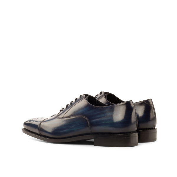 Brianza O - Men's Navy blue patina leather oxford dress shoes
