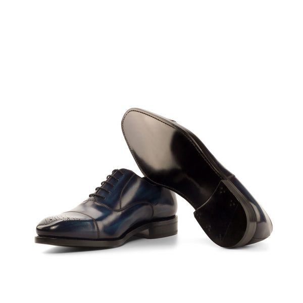 Brianza O - Men's Navy blue patina leather oxford dress shoes