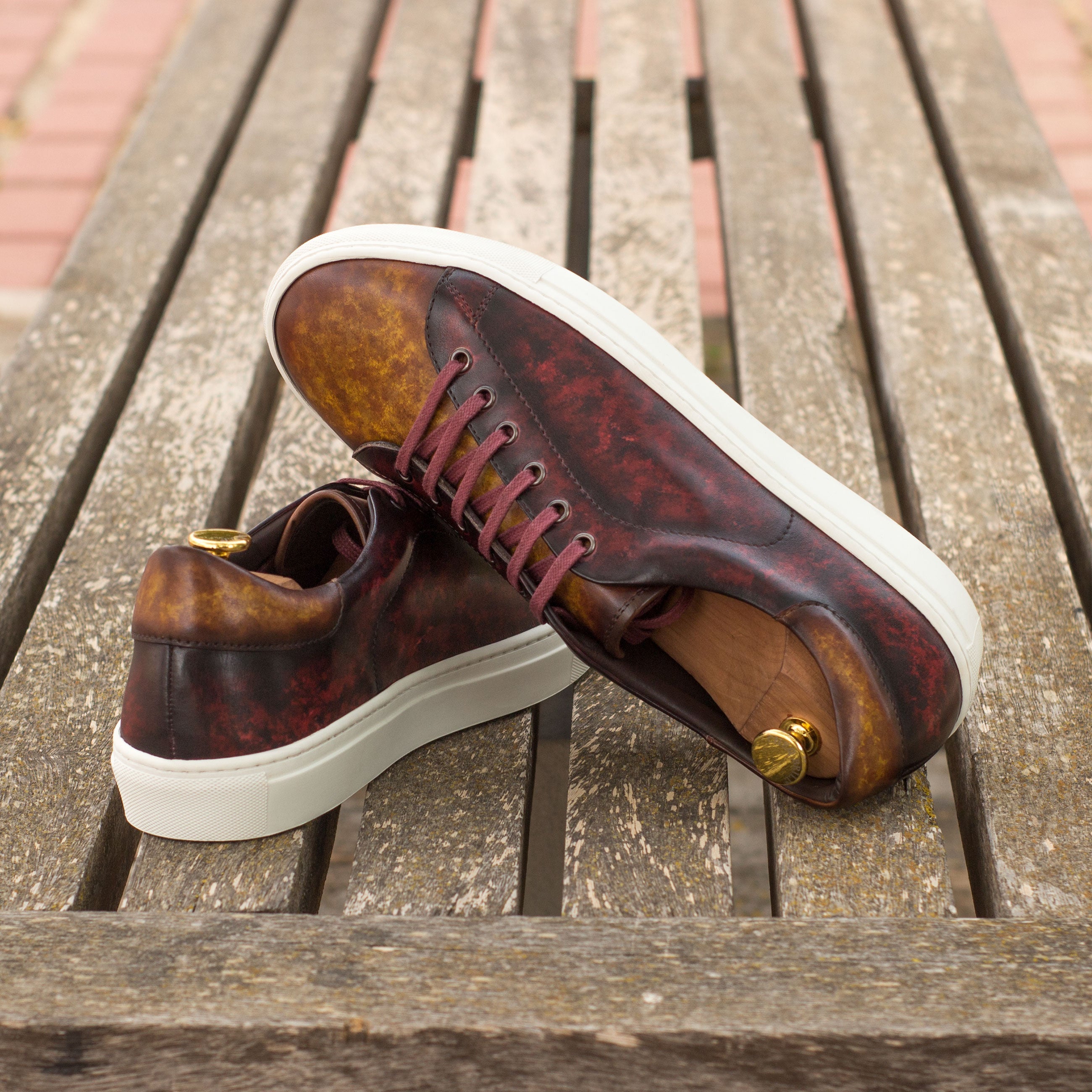 Dimaro -  Burgundy / Cognac Men's Italian Dress Sneakers