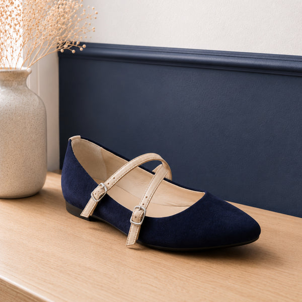 Lunoalia suede cross-strap Mary Jane flats for women, view 3 of 3