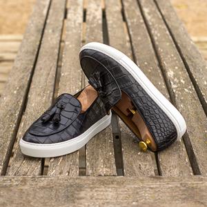 Mauri - Crocodile embossed leather Belgian Loafer Sneakers