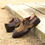 Celaris - leather monk strap golf shoes - Suede and luxe leather