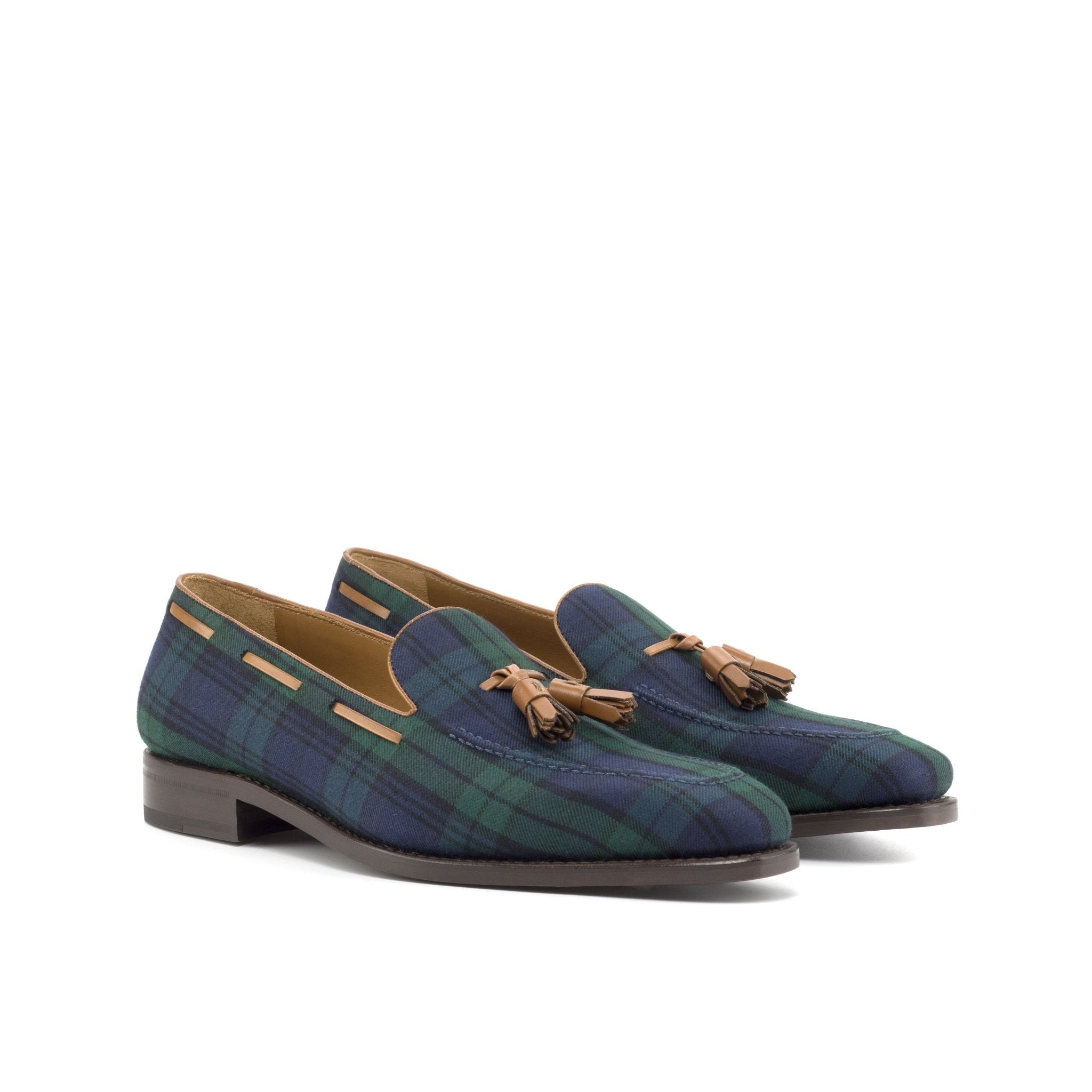 Espe - Men's Blue & Green Sartorial Fabric Tassels Loafers