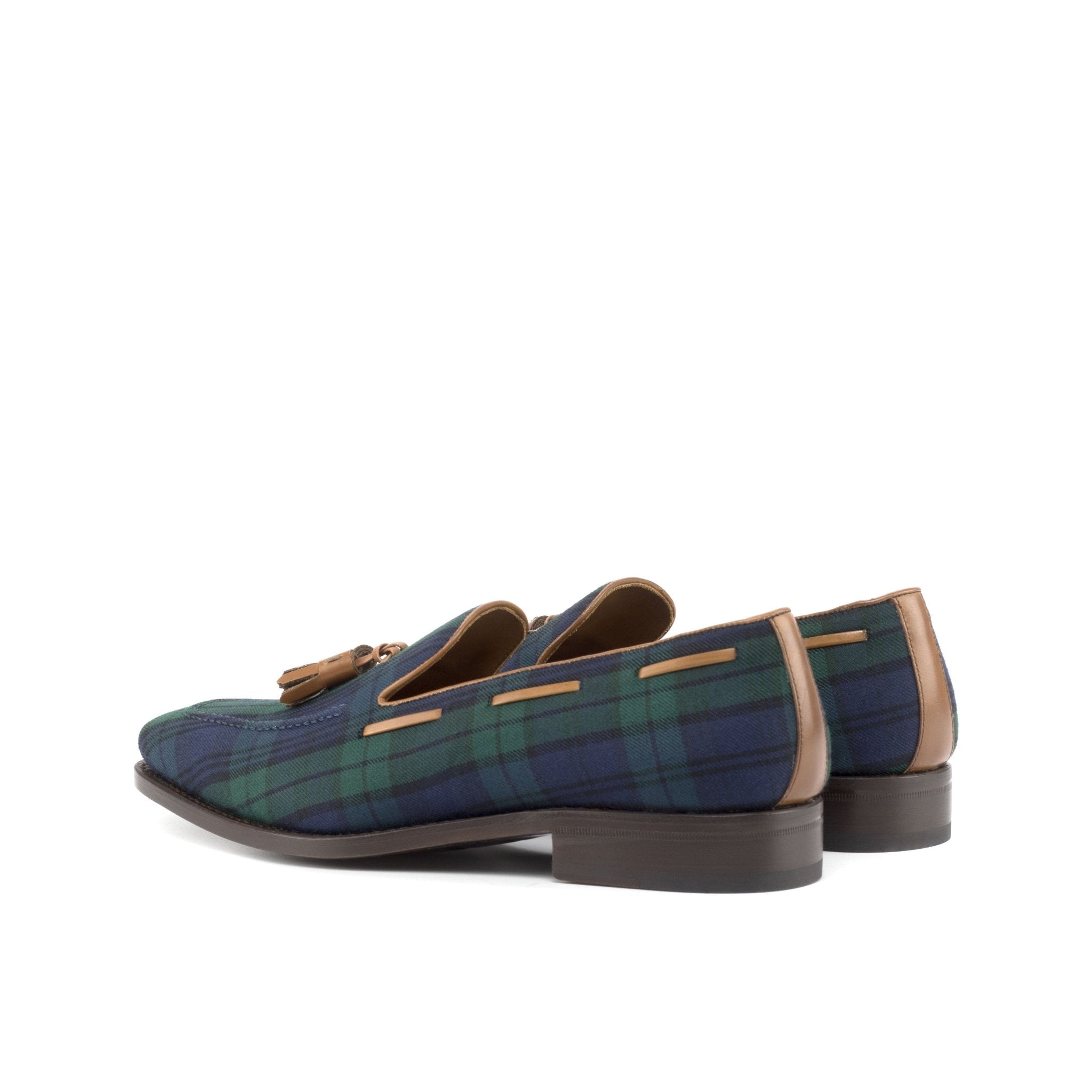 Espe - Men's Blue & Green Sartorial Fabric Tassels Loafers