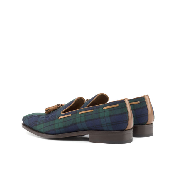 Espe - Men's Blue & Green Sartorial Fabric Tassels Loafers