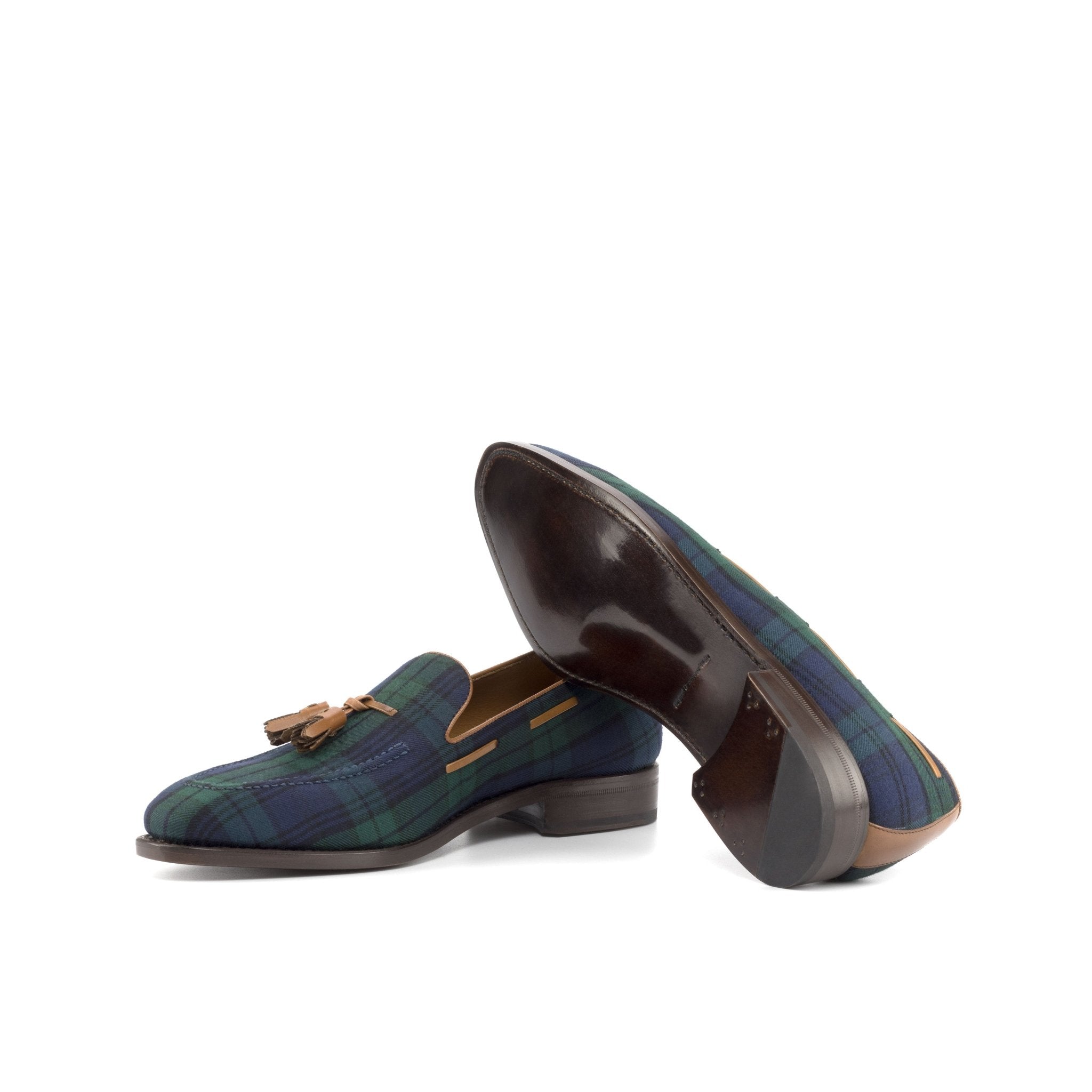 Espe - Men's Blue & Green Sartorial Fabric Tassels Loafers
