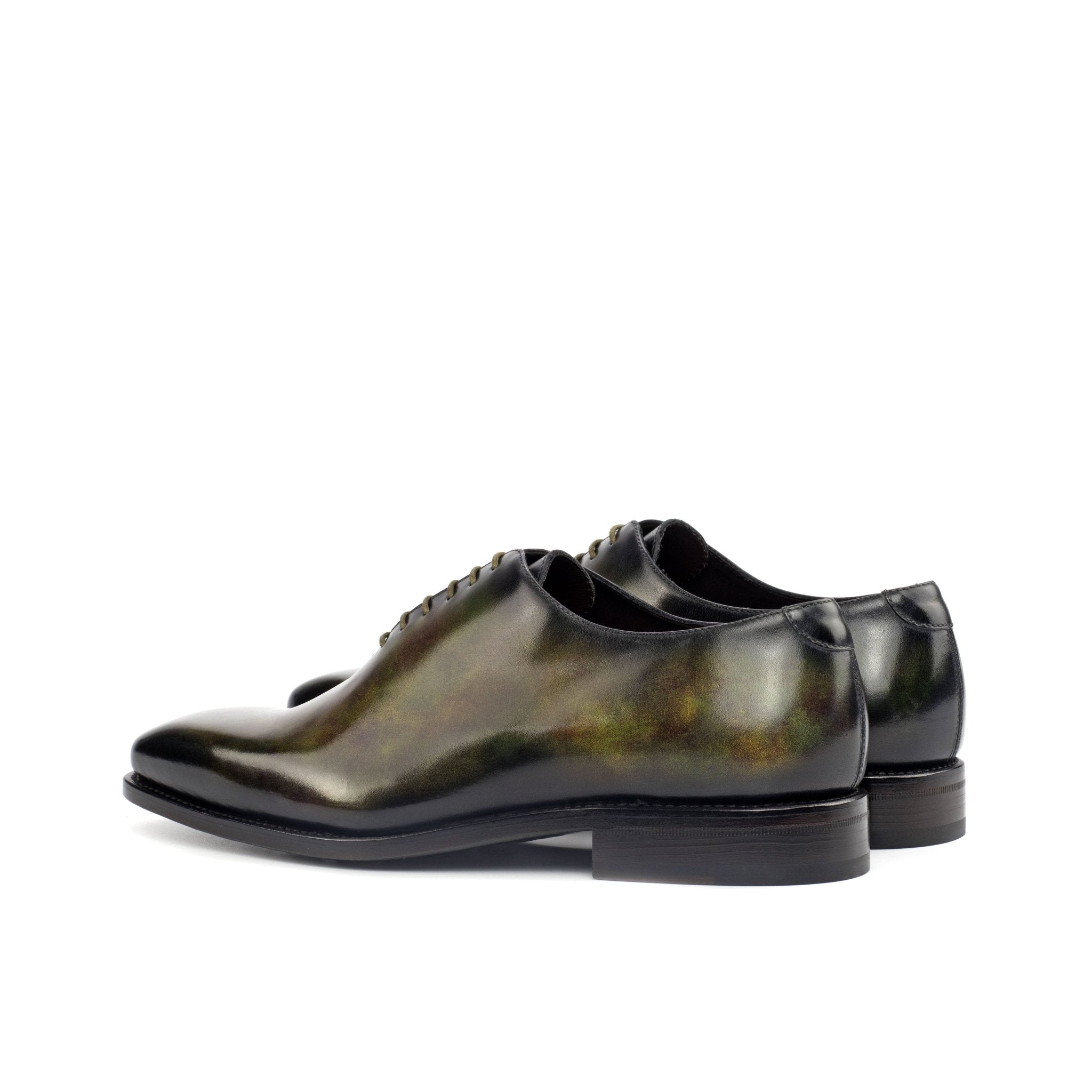 Polano Green - Leather patina wholecut oxford dress shoes.