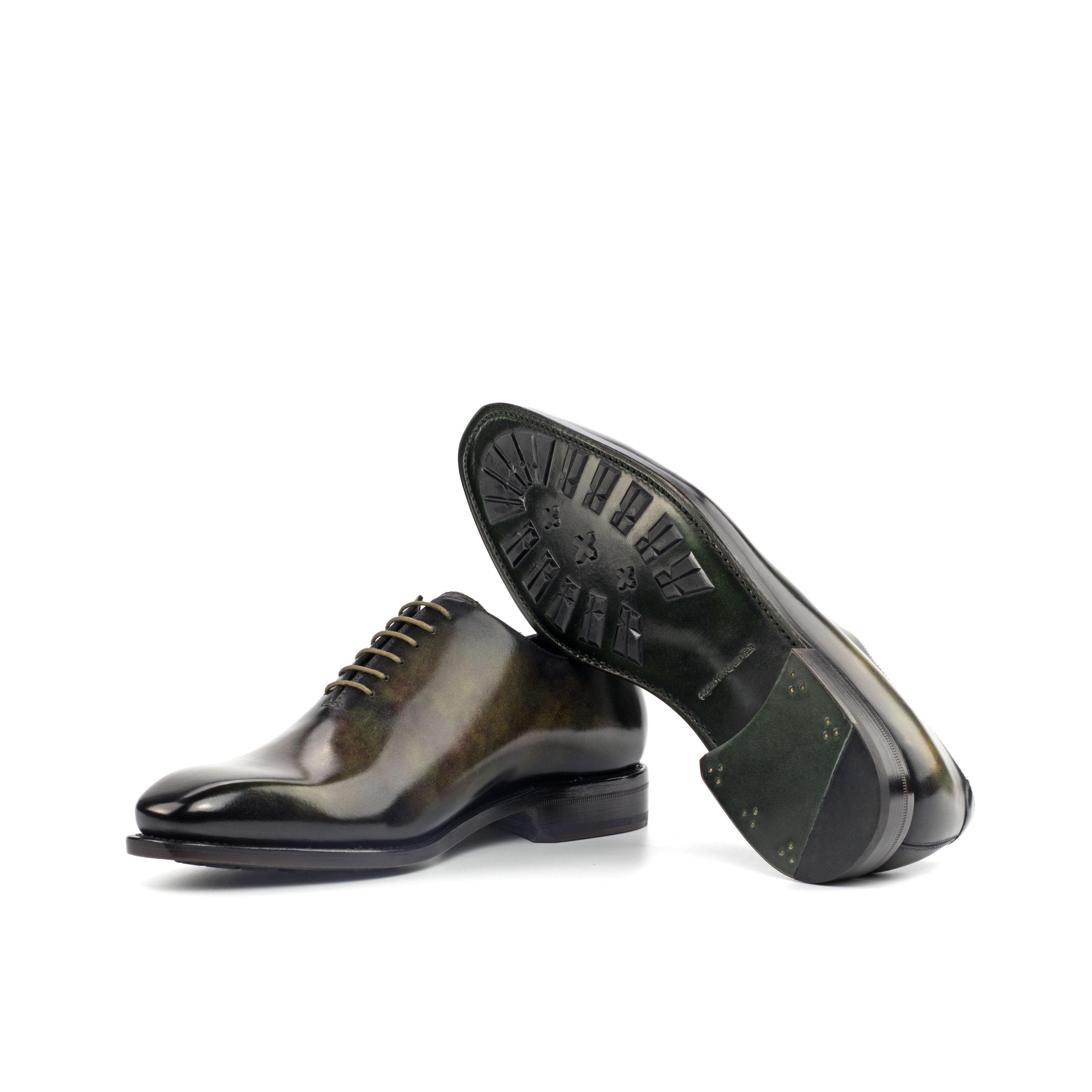 Polano Green - Leather patina Whole Cut oxford dress shoes. Big Sizes