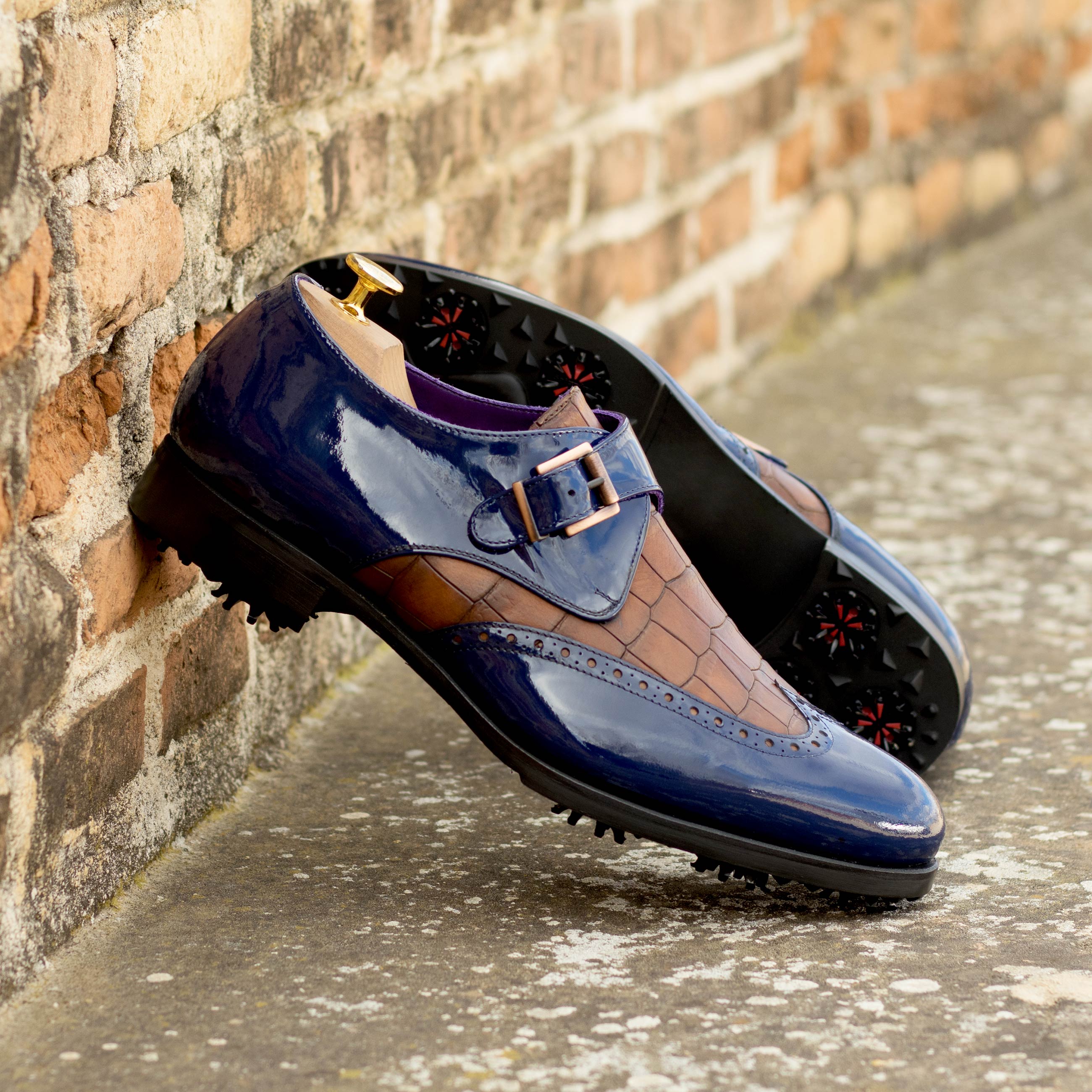 Aurelian - leather monk strap golf shoes