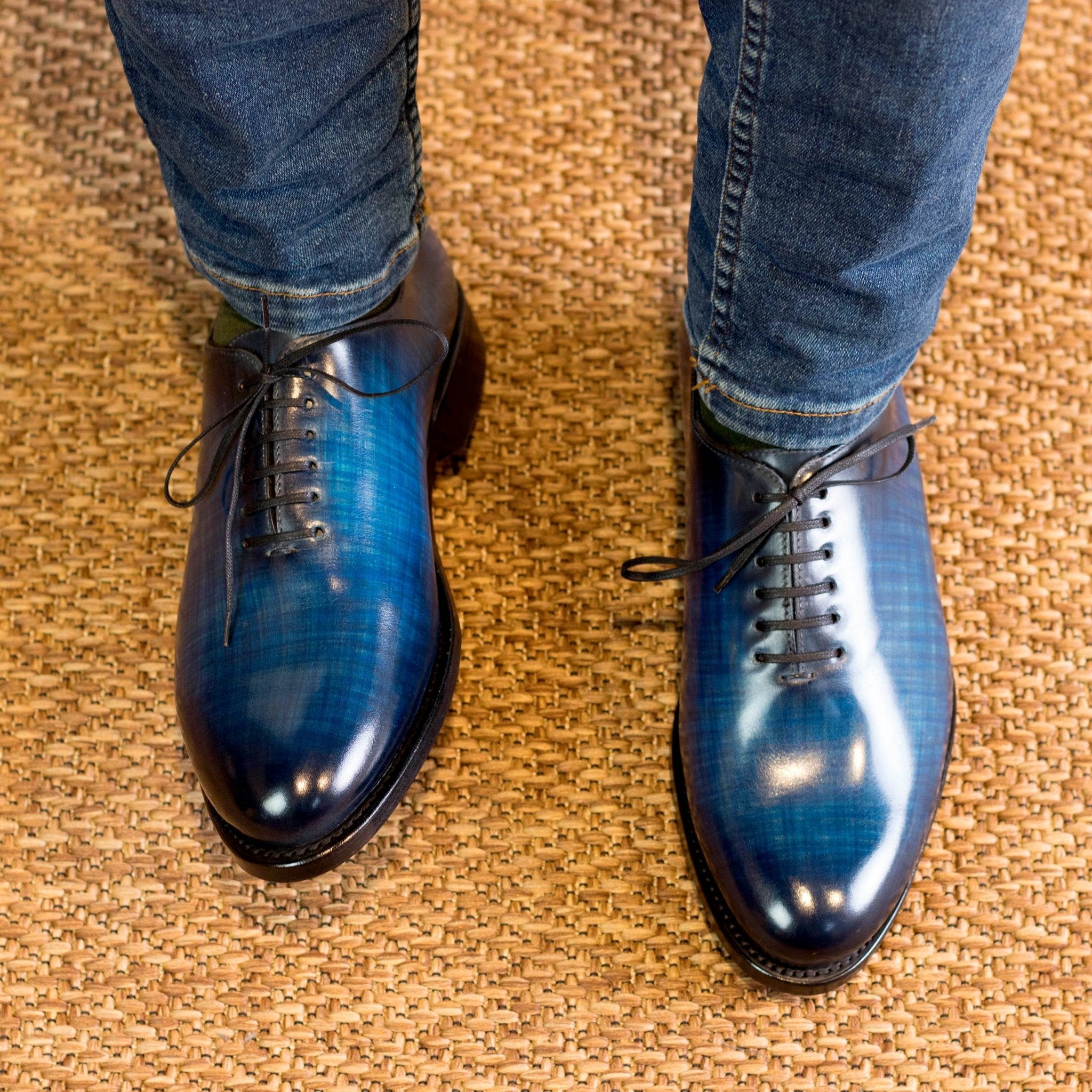 PDR1 - Patina Denim Special red bottoms oxford dress shoes