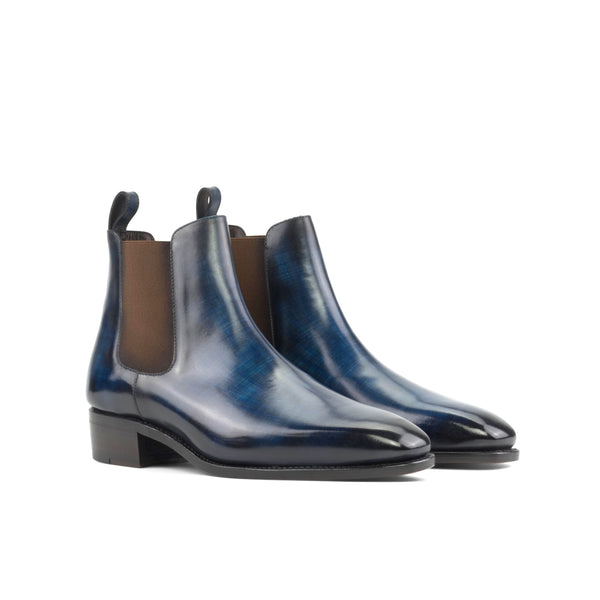 Pandina - Patina Denim Navy leather Chelsea boots for men