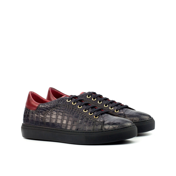 Dimaro -  Black Men's Italian Croco Embossed Dress Sneakers