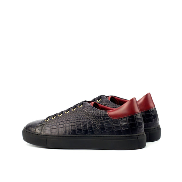Dimaro -  Black Men's Italian Croco Embossed Dress Sneakers