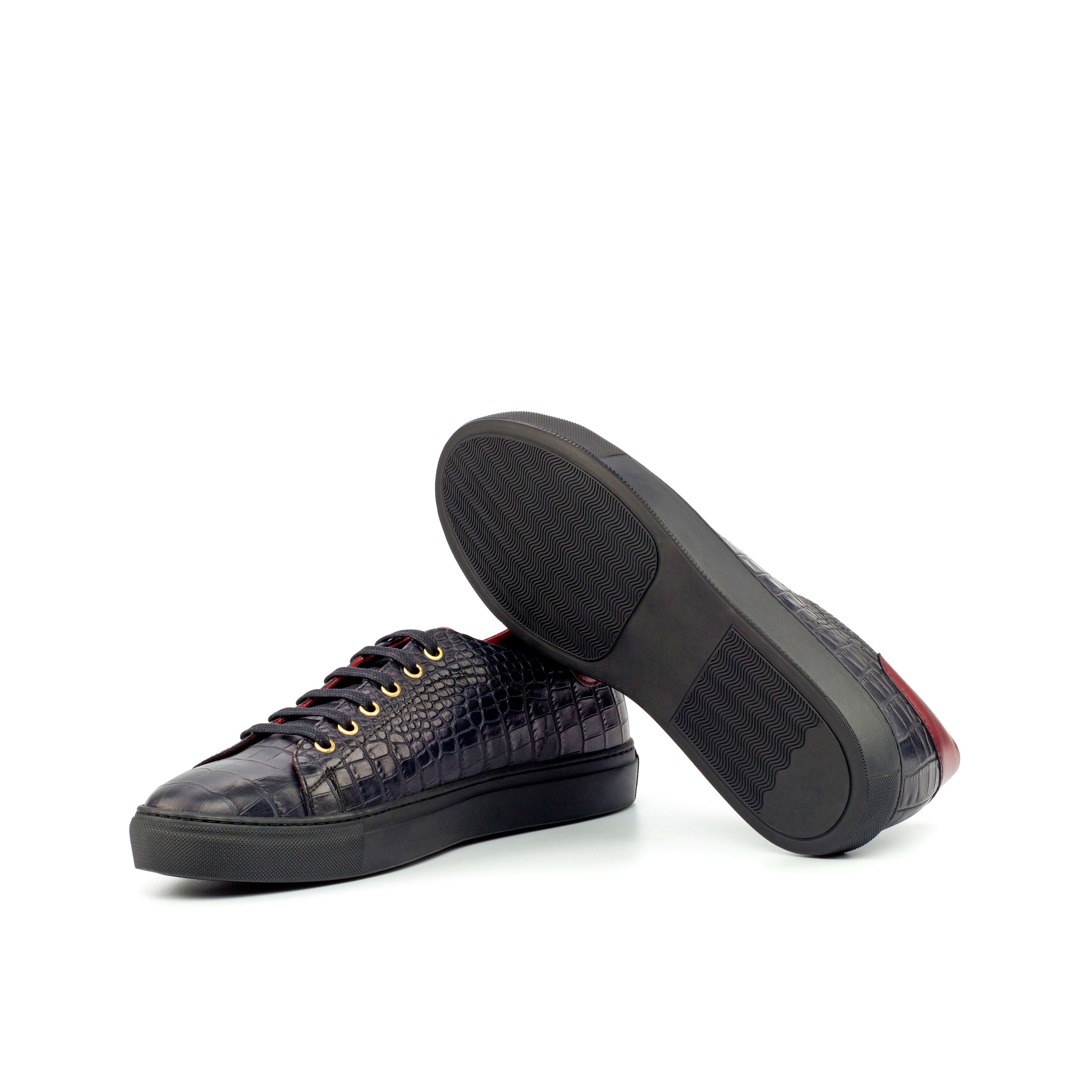 Dimaro -  Black Men's Italian Croco Embossed Dress Sneakers