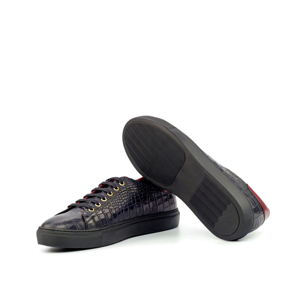 Dimaro -  Black Men's Italian Croco Embossed Dress Sneakers