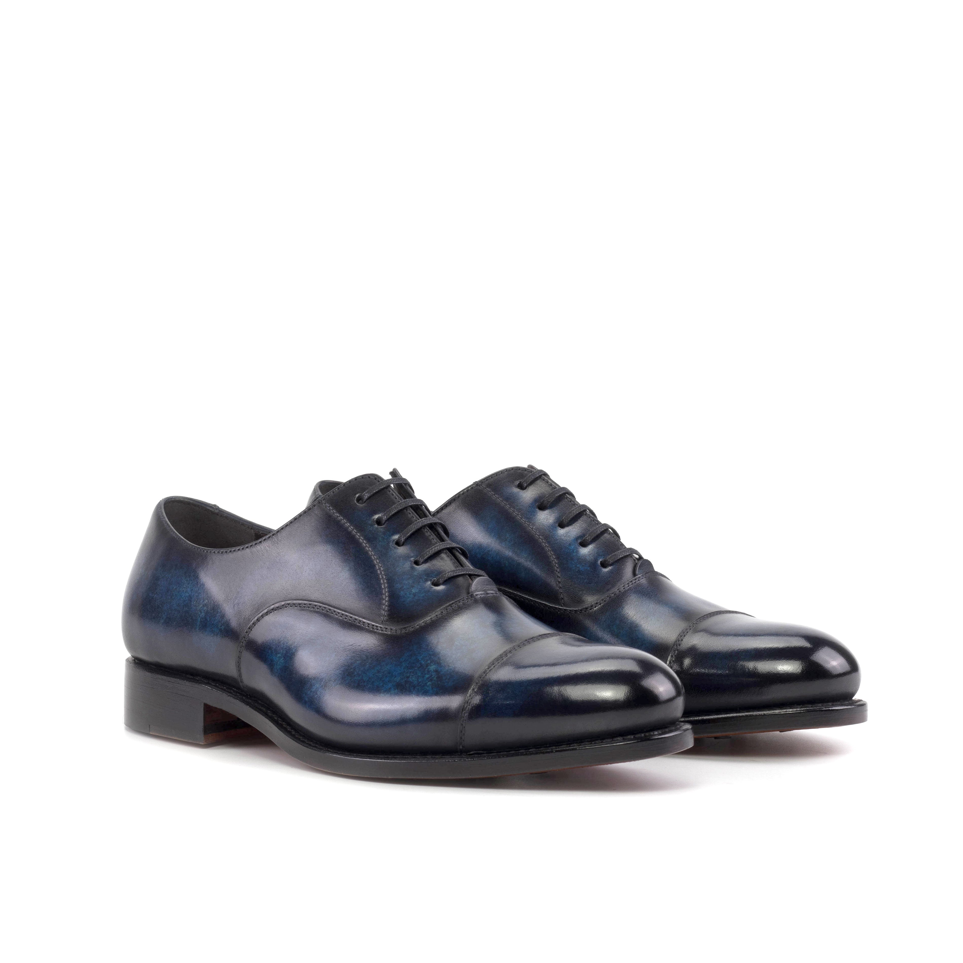 Ravina - Elegant navy leather oxford dress shoes for men