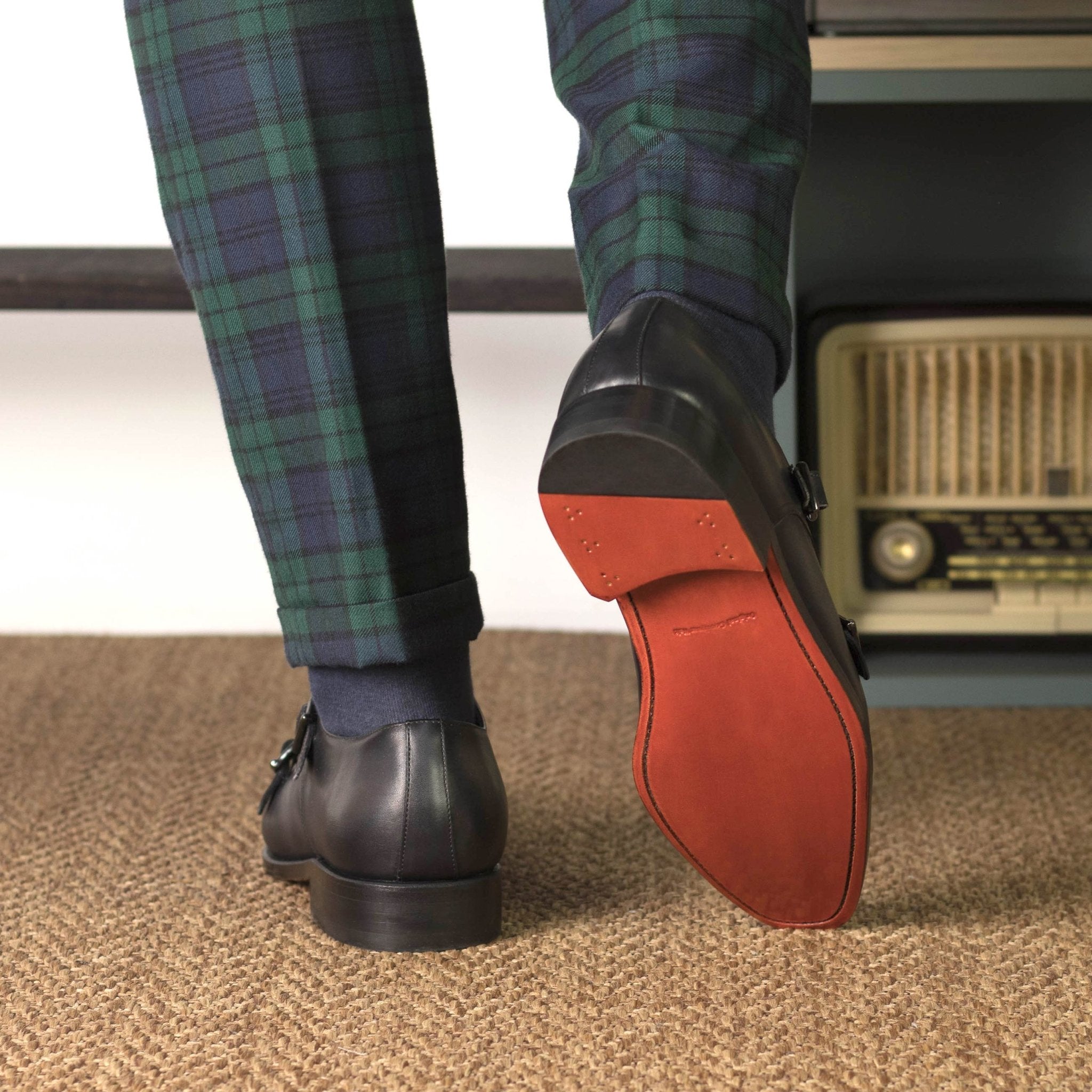 Lerza - red bottoms double monk strap loafer shoes for men