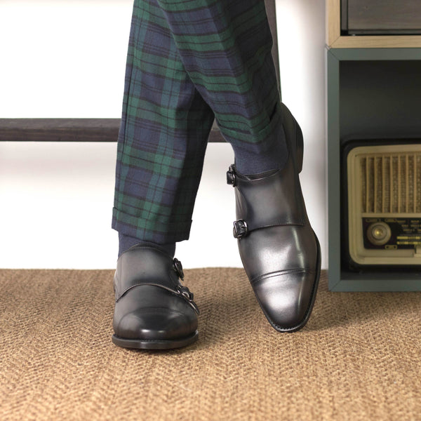 Lerza - red bottoms double monk strap loafer shoes for men