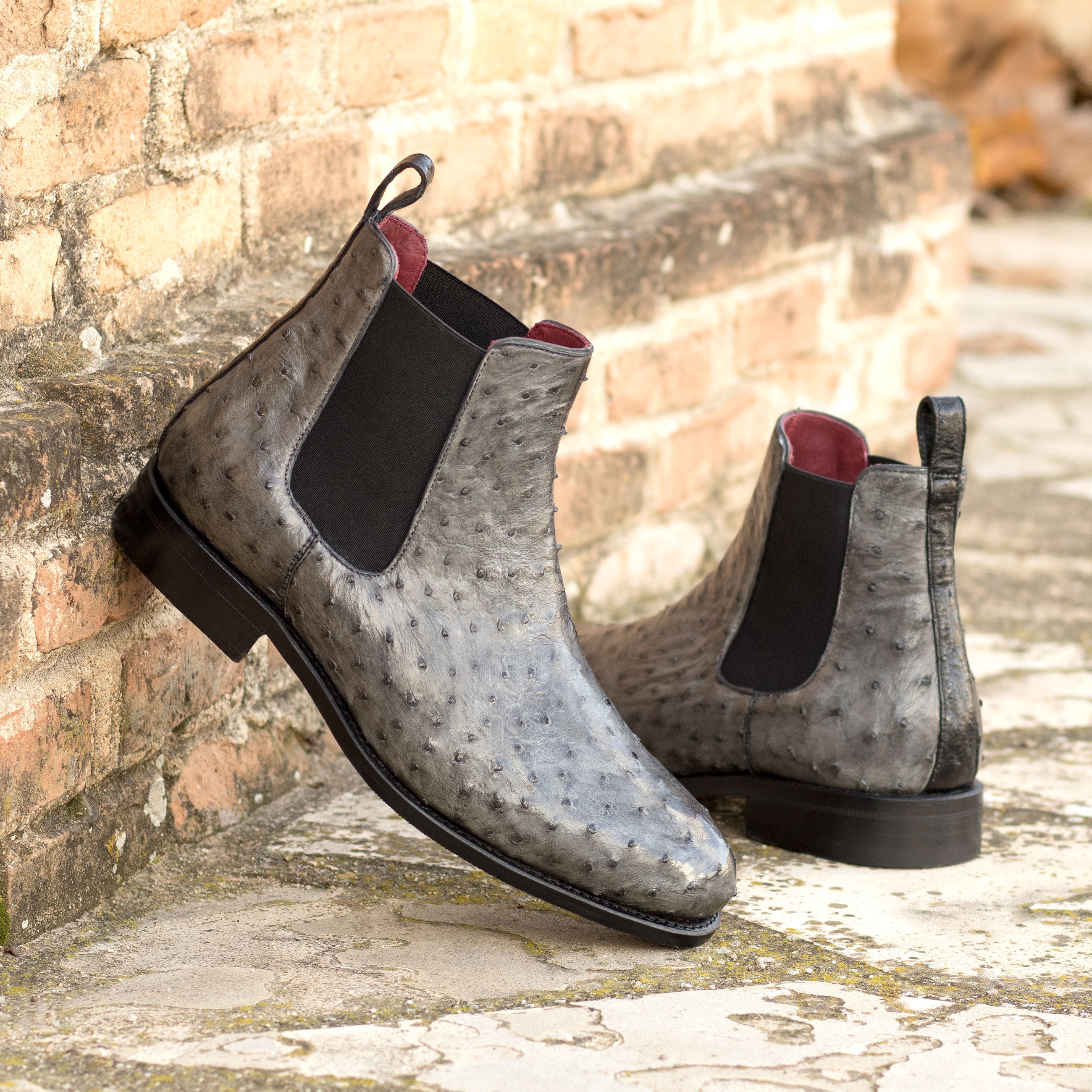 lupan - Ostrich Skin Chelsea Boots for men
