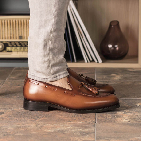 cipo -Luxury red bottoms brown tassel loafers for men