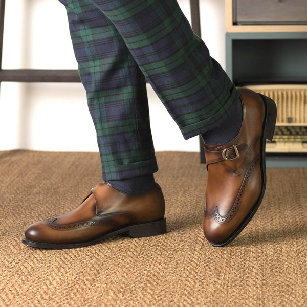 Laspa3  - Classic brown single monk strap office dress shoes for men