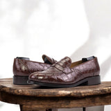 Dralyon - Real Exotic Crocodile skin leather red bottoms loafers