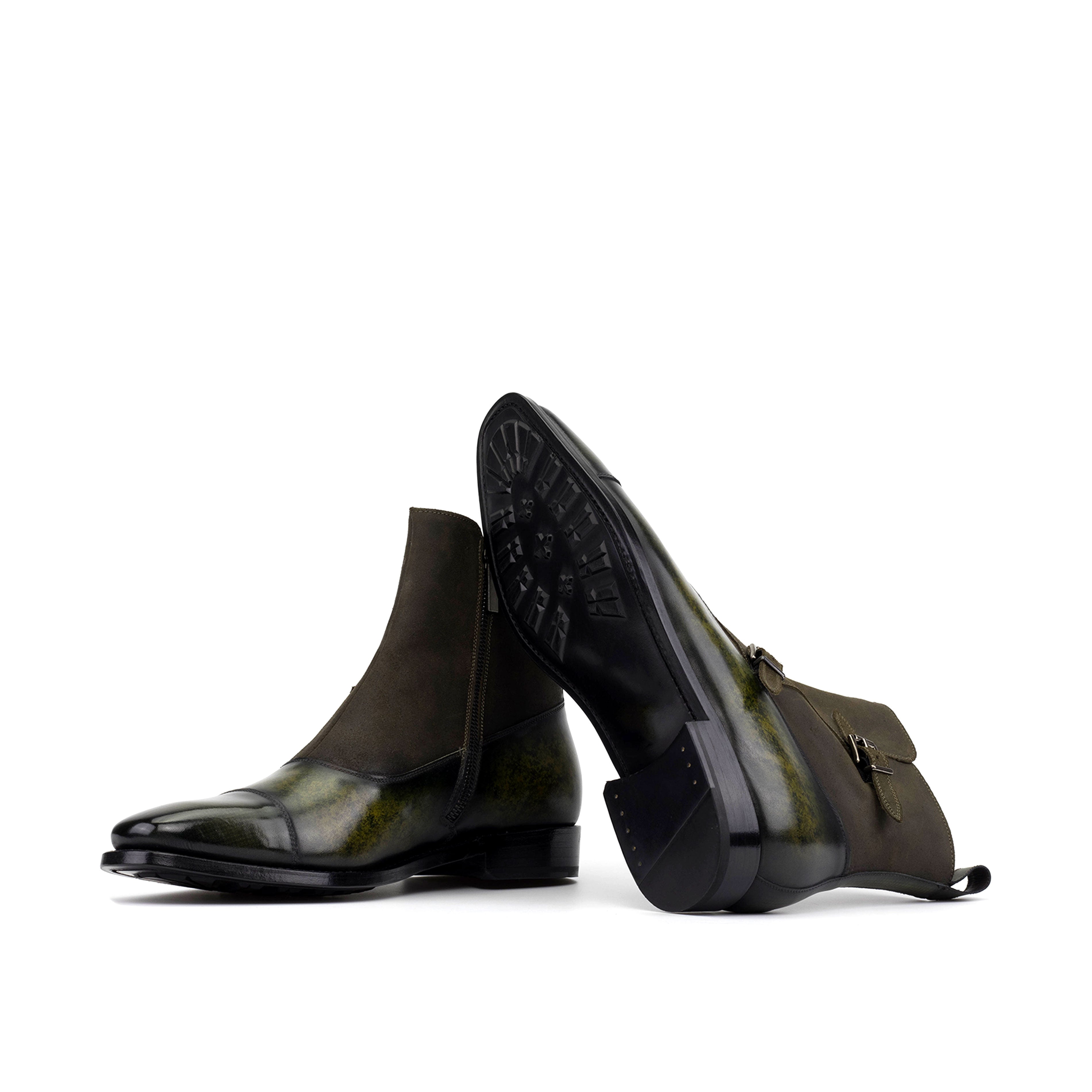 Lomaza2 -  Hand-Painted Patina Octavian Buckle Boots for men