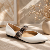 Luminara nappa leather Mary Jane flats with leopard-print strap for women, view 1 of 3