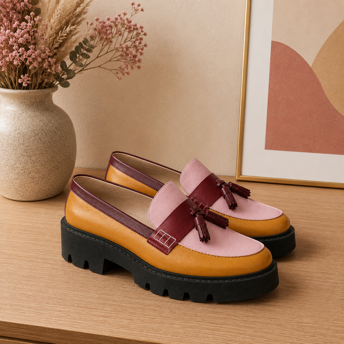 Aqualuna leather chunky-sole tassel loafers for women, view 1 of 3