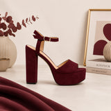 Clairalia suede platform block-heel sandals for women, view 1 of 3