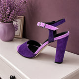 Belestra suede block-heel ankle-strap sandals for women, view 1 of 3