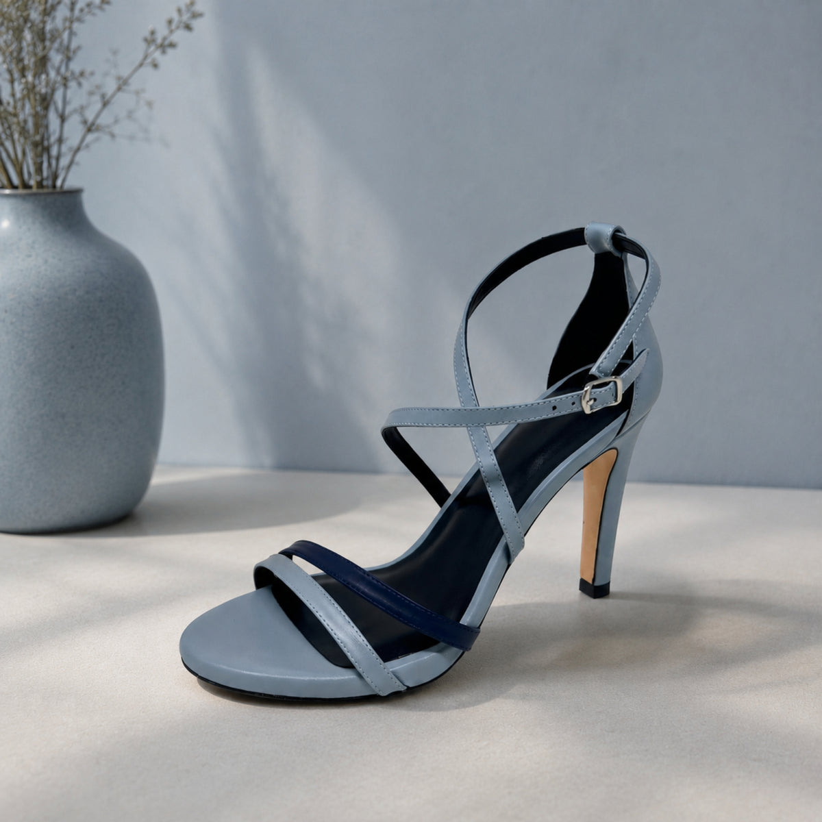 Navaris nappa leather strappy high-heel sandals for women, view 1 of 3