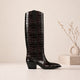 Marenza - animal print leather western knee-high boots for women