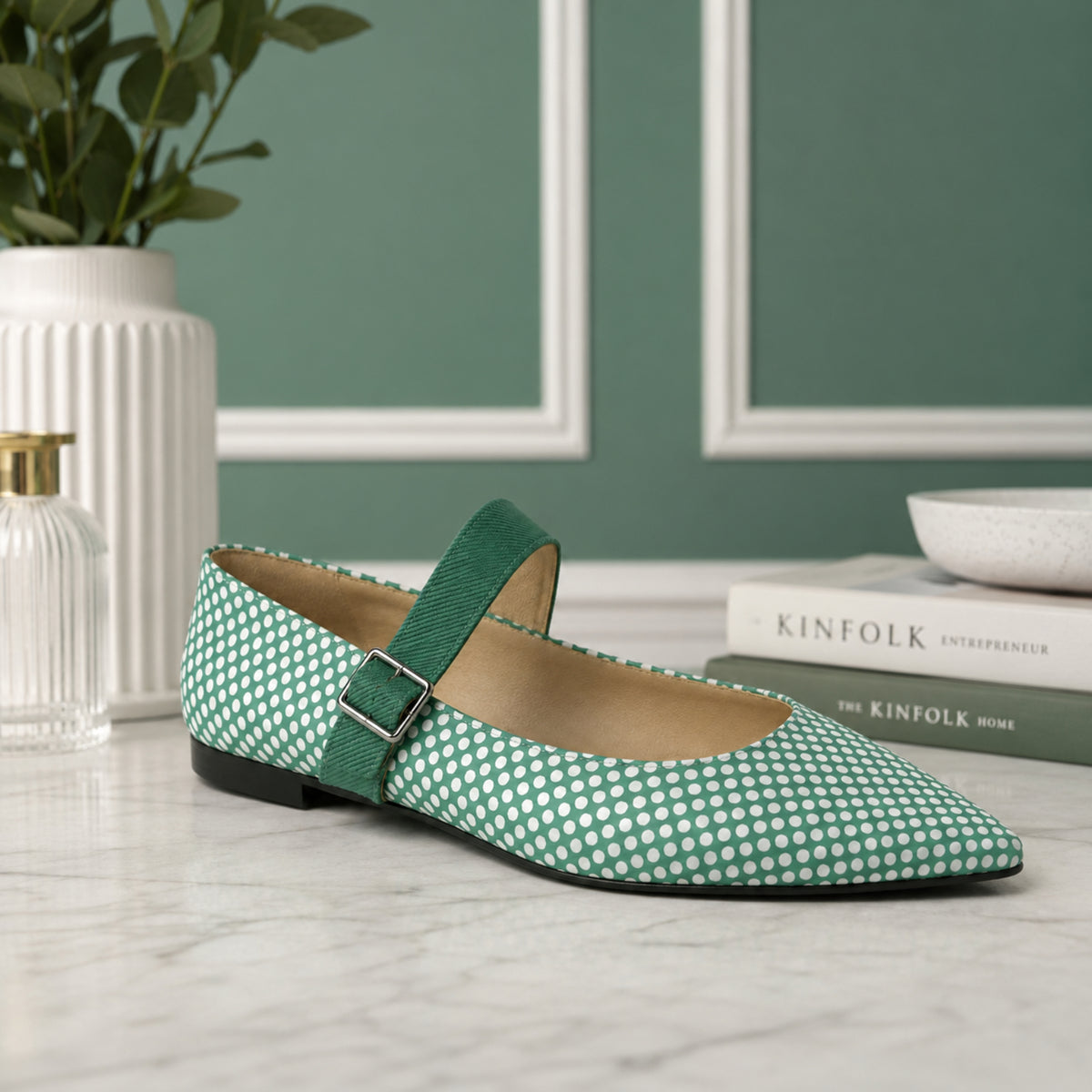 Celetta polka-dot leather Mary Jane flats for women, view 1 of 3