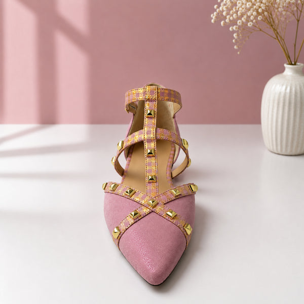 Bellariva studded leather T-strap flats for women, view 2 of 2