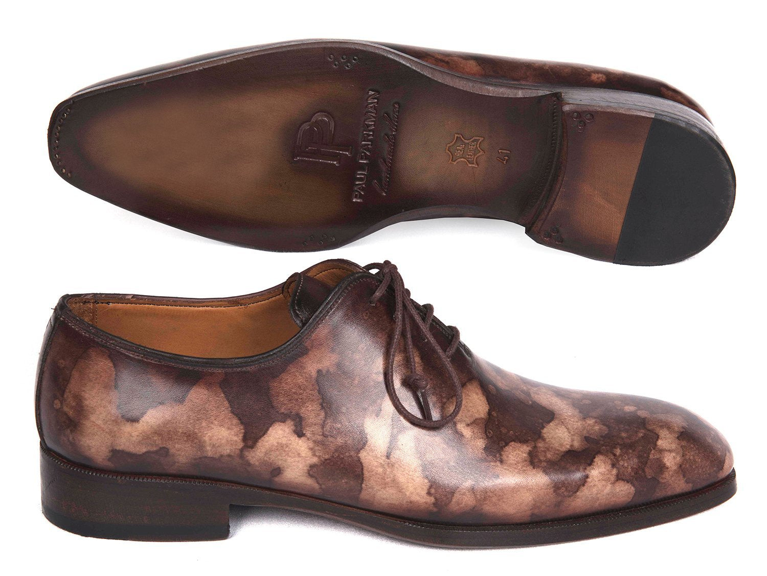 Camouflage Hand-Painted Wholecut Oxfords Brown