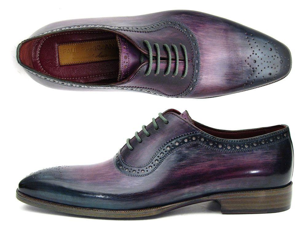 Lilar  - Men's Purple & Navy Medallion Toe Blue bottom sole Oxfords