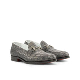 Alan - Grey Crocodile embossed leather loafers for men