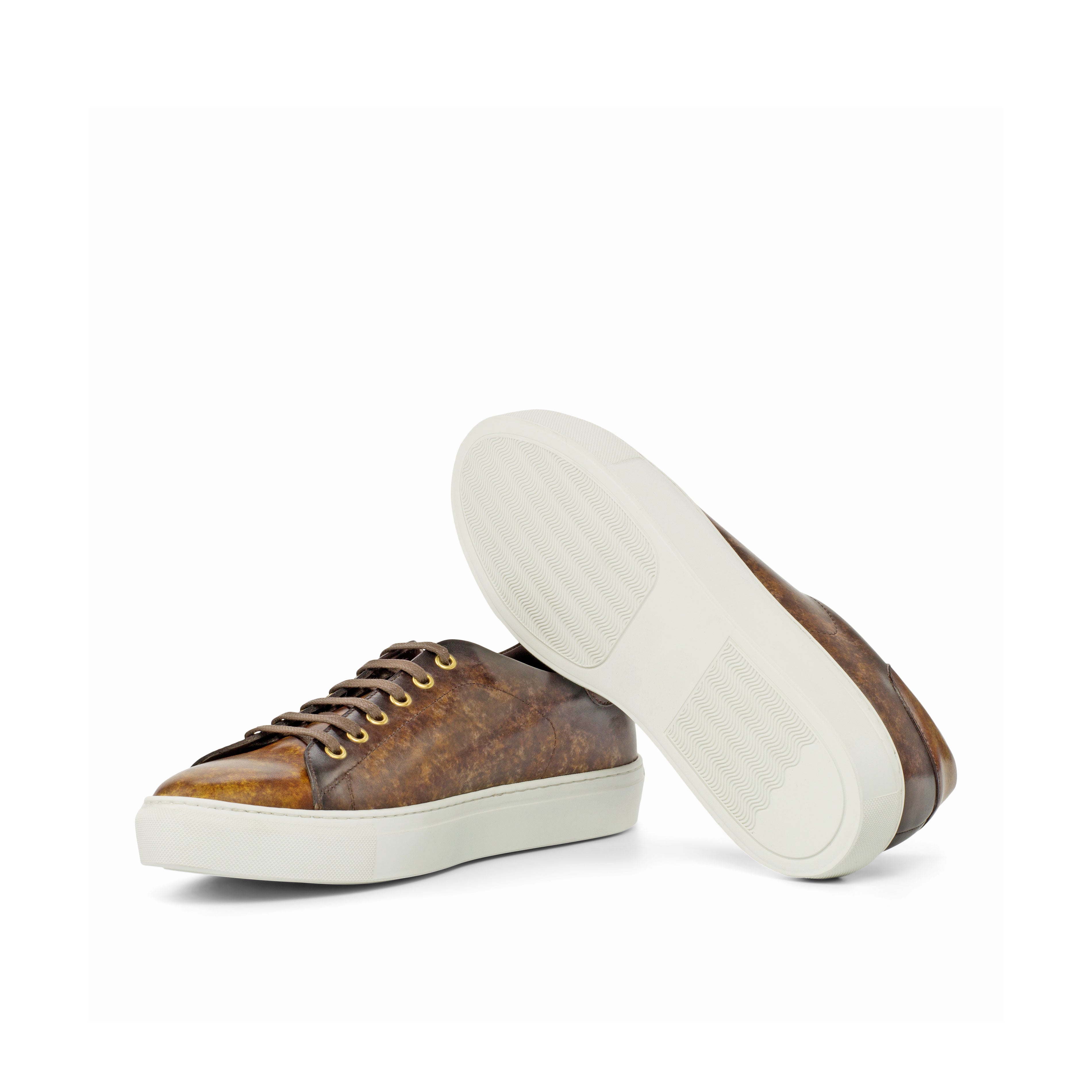 Dimaro -  Brown Men's Hand-Painted Italian Dress Sneakers