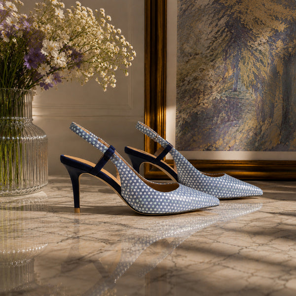 Graciata polka-dot suede slingback pumps for women, view 2 of 3