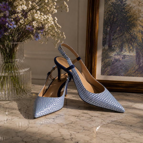 Graciata polka-dot suede slingback pumps for women, view 3 of 3