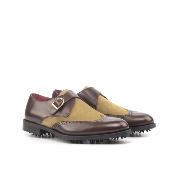 Celaris - leather monk strap golf shoes - Suede and luxe leather